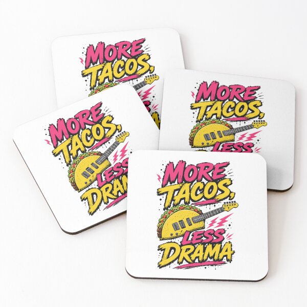 Item preview, More Tacos Less Drama Funny Rocker Musician Typography designed and sold by RAS-77.