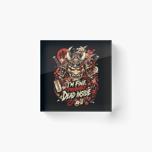 Item preview, Dead Inside Japanese Samurai Mask Metal Artwork designed and sold by Tong4130.