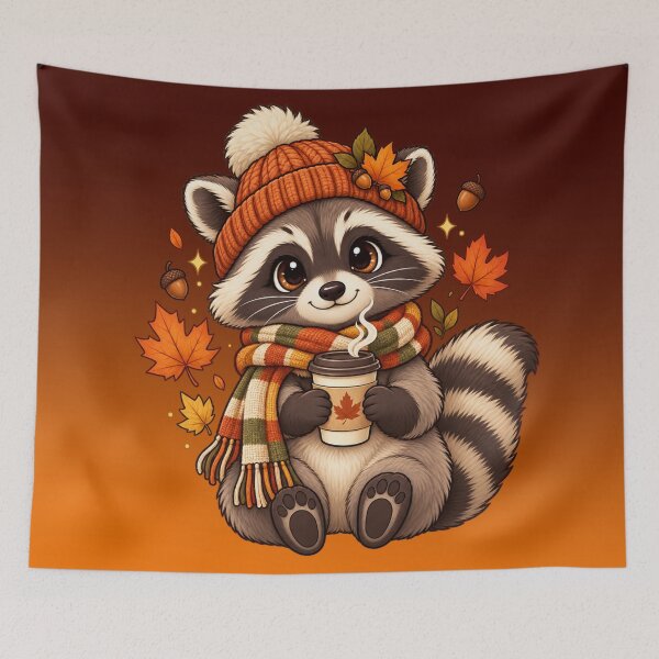 Item preview, Cozy Fall Raccoon Crewneck designed and sold by Xpression876.