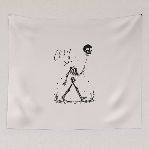 Item preview, Funny Skeleton Holding Skull Balloon Well Shit Halloween designed and sold by HieuarsaWorks.