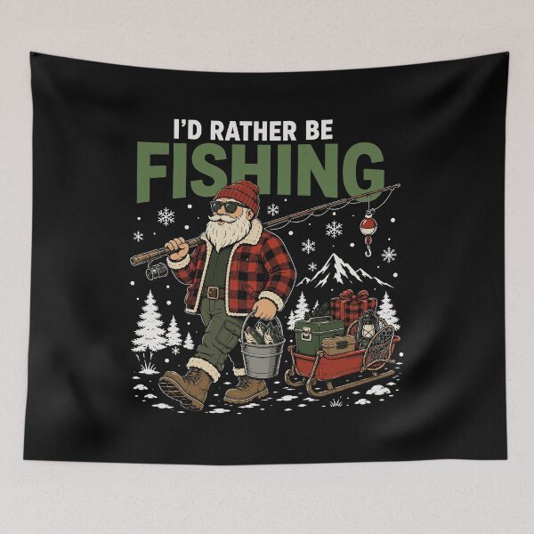 Item preview, I'd Rather Be Fishing Funny Christmas Santa Fishing designed and sold by mraihan.