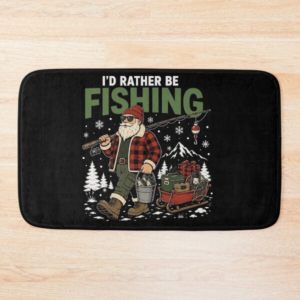 Item preview, I'd Rather Be Fishing Funny Christmas Santa Fishing designed and sold by mraihan.