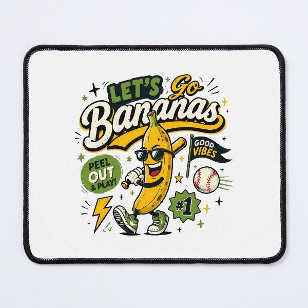 Item preview, LET'S Go Bananas Baseball Fun Vibes Retro designed and sold by MichaelWa20982.