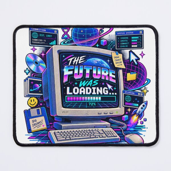 Item preview, The Future Was Loading – 90s Retro Futuristic Computer Nostalgia T-Shirt designed and sold by QueenStore-USA.