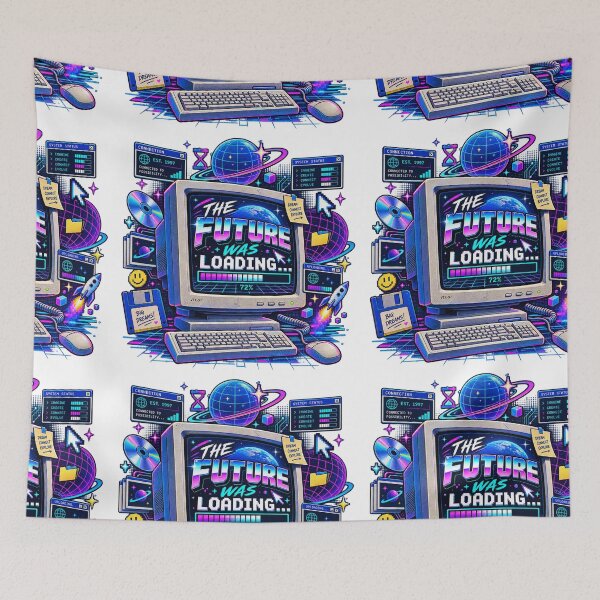 Item preview, The Future Was Loading – 90s Retro Futuristic Computer Nostalgia T-Shirt designed and sold by QueenStore-USA.