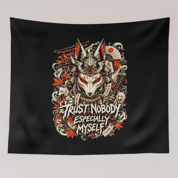 Item preview, Trust Nobody Japanese Kitsune Warrior Mask Design designed and sold by Tong4130.