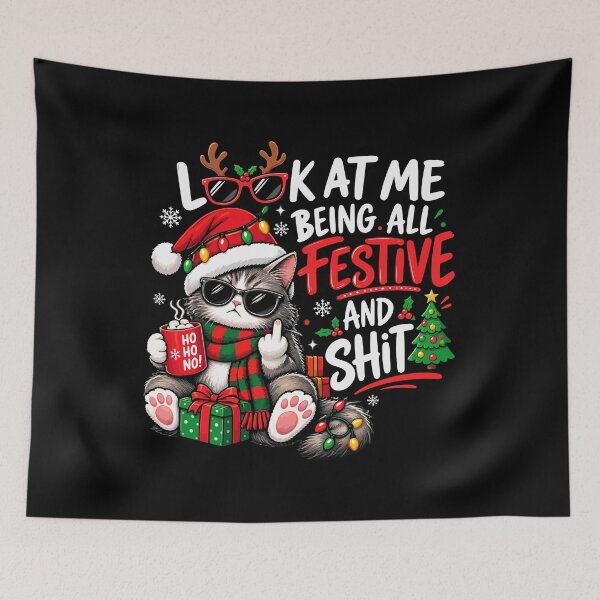 Item preview, Look at Me Being All Festive Funny Christmas Cat designed and sold by mraihan.