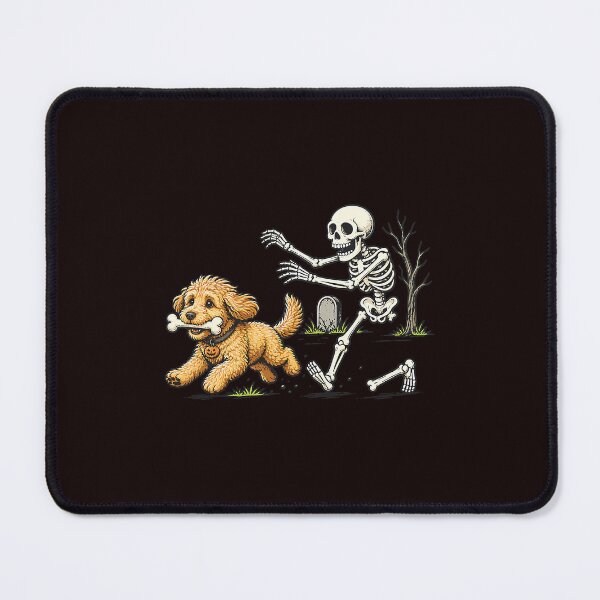 Item preview, Goldendoodle Stealing Skeleton Bone Halloween designed and sold by cosettacir6382.