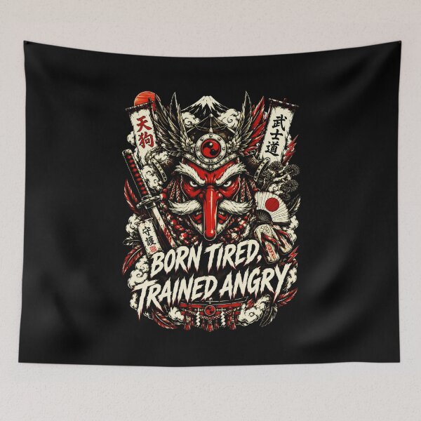 Item preview, Born Tired Tengu Warrior Mask Metal Shirt Art designed and sold by Tong4130.