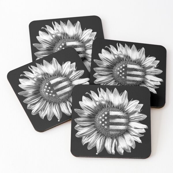 Item preview, Equality Sunflower with Stars Black and White Inclusive Floral Art Design designed and sold by inkoutninja.