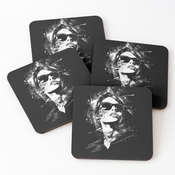 Item preview, Woman in Sunglasses Black and White Grunge Splatter Fashion Art Design designed and sold by inkoutninja.