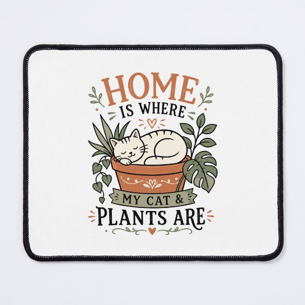 Item preview, Home Is Where My Cat And Plants Are Aesthetic Typography designed and sold by RAS-77.