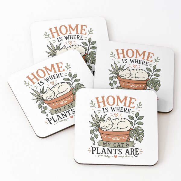 Item preview, Home Is Where My Cat And Plants Are Aesthetic Typography designed and sold by RAS-77.