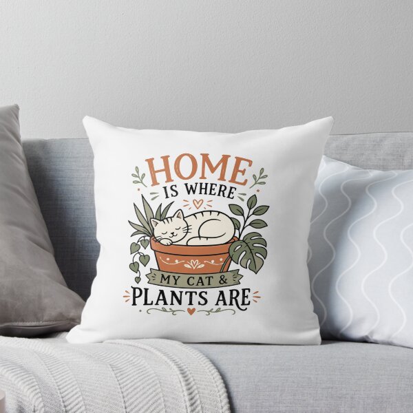 Item preview, Home Is Where My Cat And Plants Are Aesthetic Typography designed and sold by RAS-77.