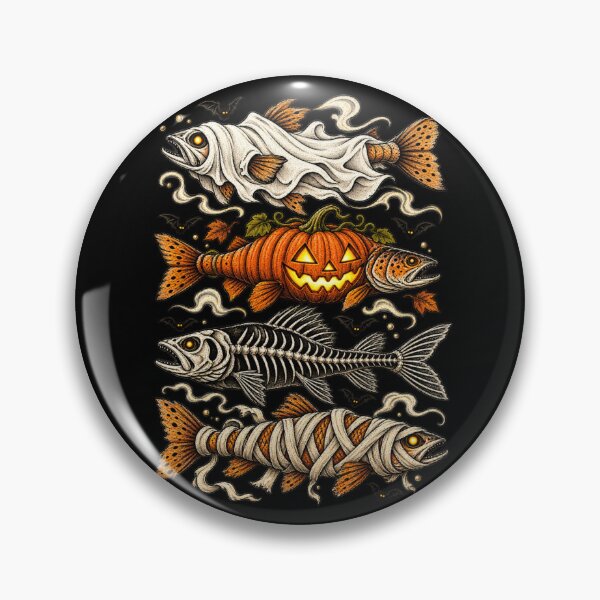 Item preview, Halloween Trout Fish Ghost Pumpkin Skeleton Mummy designed and sold by MaskedTarget.
