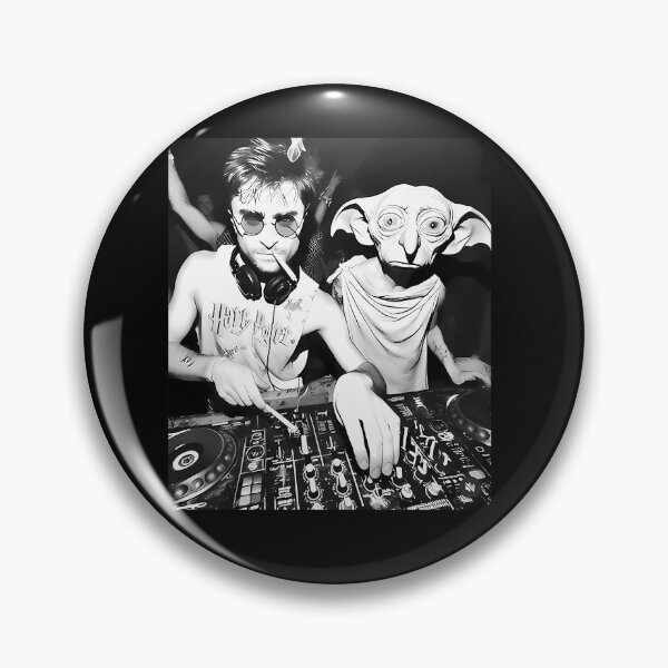 Item preview, Monochrome Illustration of Wizard DJ with Cigarette and House-Elf designed and sold by xnikooo.