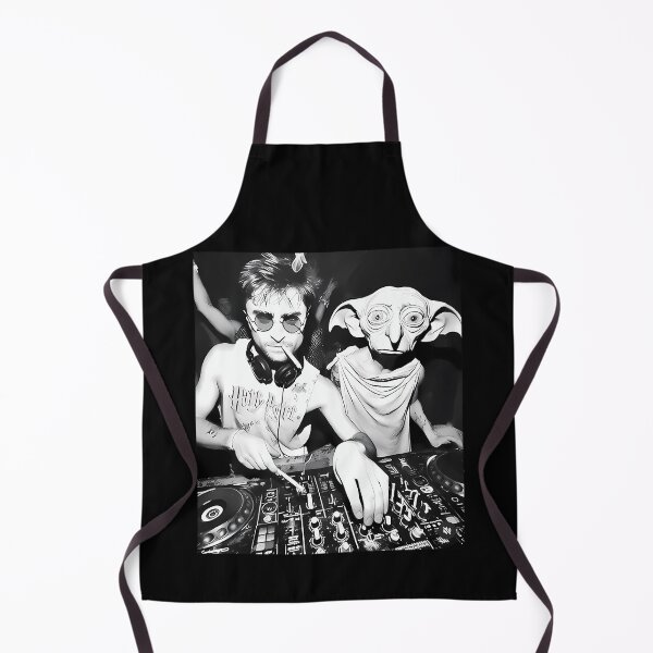 Item preview, Monochrome Illustration of Wizard DJ with Cigarette and House-Elf designed and sold by xnikooo.