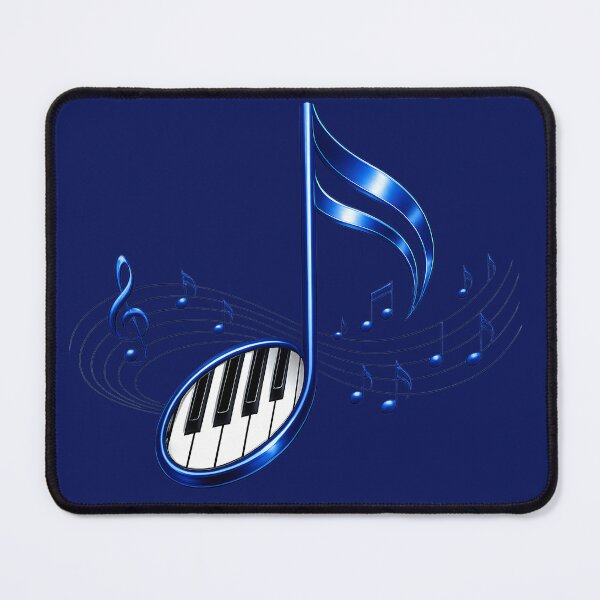 Item preview, 3D Blue Music Note and Piano Keys Graphic designed and sold by TheVibeBottle.
