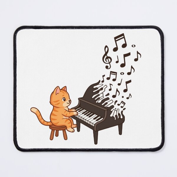 Item preview, Cute Orange Cat Playing Piano - Magical Music Notes Art designed and sold by Martz-Art.