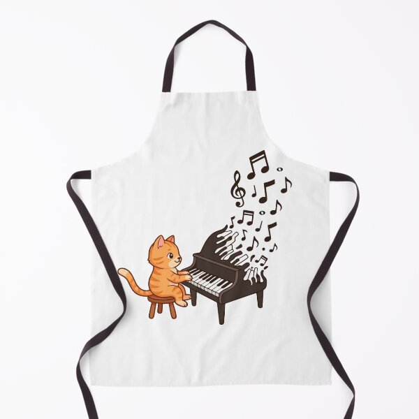 Item preview, Cute Orange Cat Playing Piano - Magical Music Notes Art designed and sold by Martz-Art.
