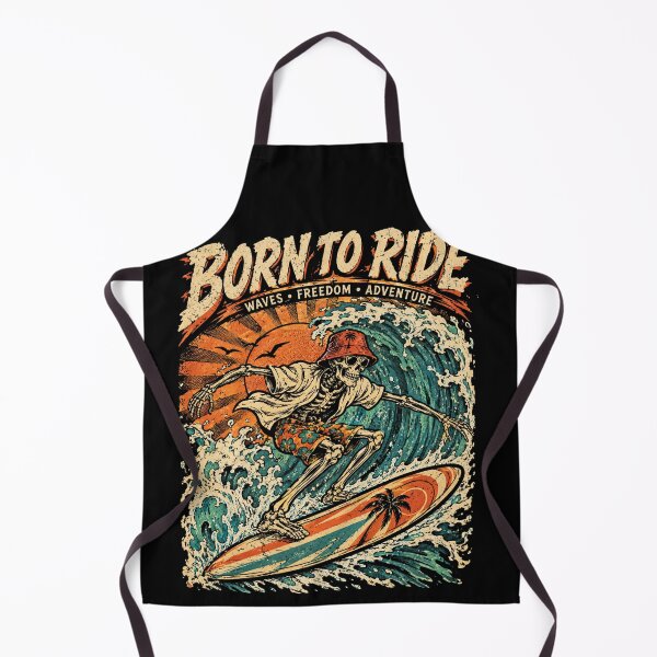 Item preview, Born to Ride – Vintage Surf Skeleton Wave T-Shirt Design designed and sold by JatCreative.
