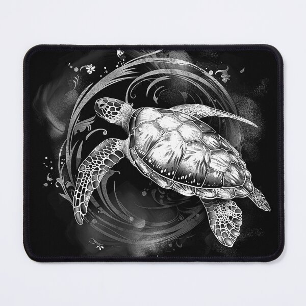 Item preview, Sea Turtle in Ocean Swirl Black and White Marine Wildlife Art Design designed and sold by inkoutninja.