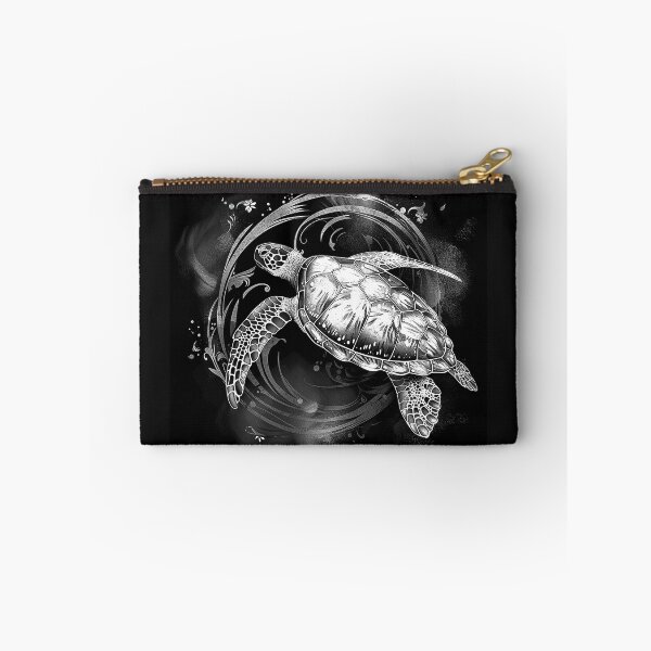 Item preview, Sea Turtle in Ocean Swirl Black and White Marine Wildlife Art Design designed and sold by inkoutninja.