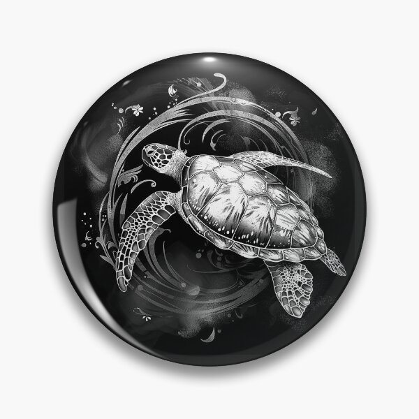 Item preview, Sea Turtle in Ocean Swirl Black and White Marine Wildlife Art Design designed and sold by inkoutninja.
