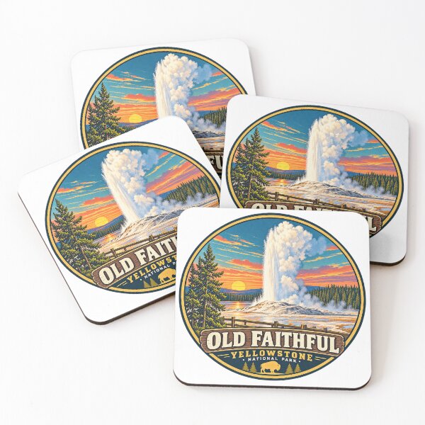 Item preview, Vintage Old Faithful Yellowstone National Park Geyser Sunset Landscape designed and sold by alwaysadeal.