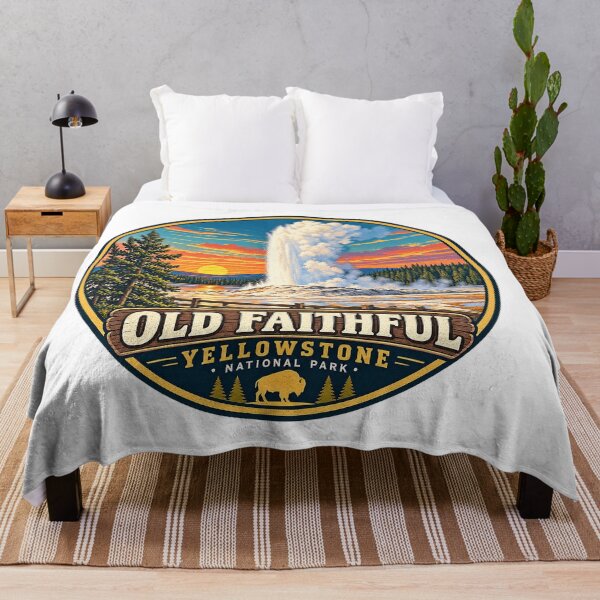 Item preview, Vintage Old Faithful Yellowstone National Park Geyser Sunset Landscape designed and sold by alwaysadeal.