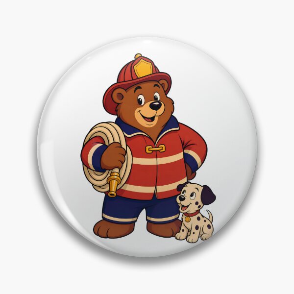 Item preview, Firefighter Bear with Dalmatian Puppy - Cute Fireman Kids Fire Safety designed and sold by Knacky Print.