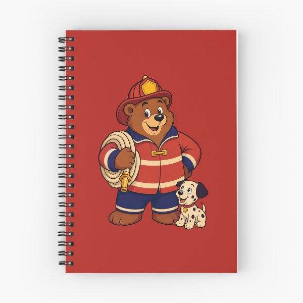 Item preview, Firefighter Bear with Dalmatian Puppy - Cute Fireman Kids Fire Safety designed and sold by Knacky Print.