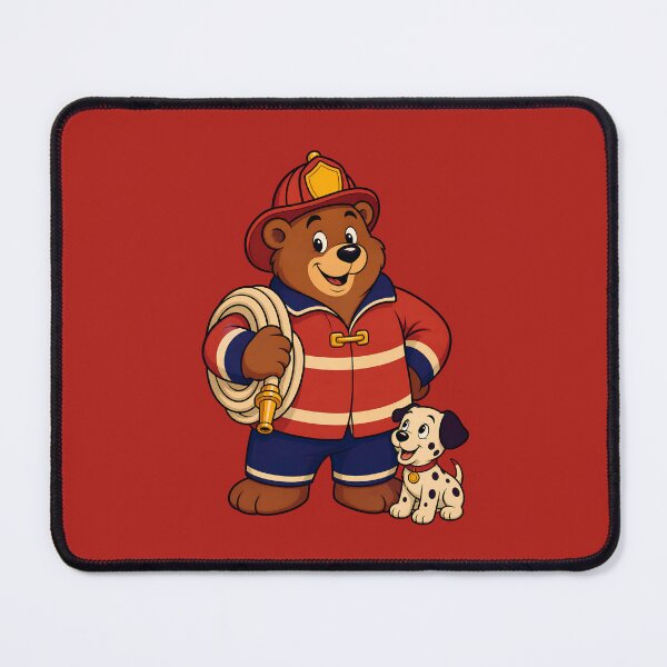 Item preview, Firefighter Bear with Dalmatian Puppy - Cute Fireman Kids Fire Safety designed and sold by Knacky Print.