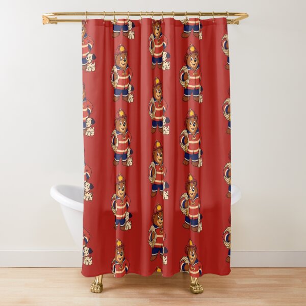 Item preview, Firefighter Bear with Dalmatian Puppy - Cute Fireman Kids Fire Safety designed and sold by Knacky Print.