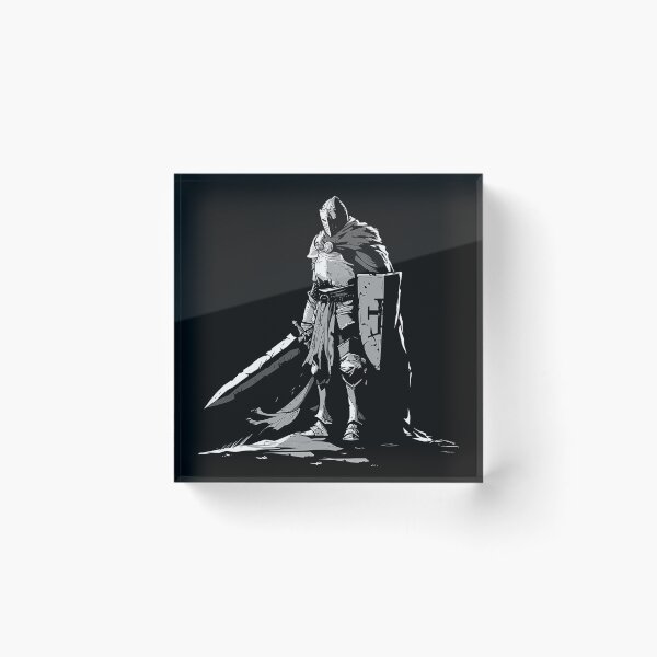 Item preview, Medieval Knight with Sword and Shield Black and White Gothic Warrior Art designed and sold by inkoutninja.