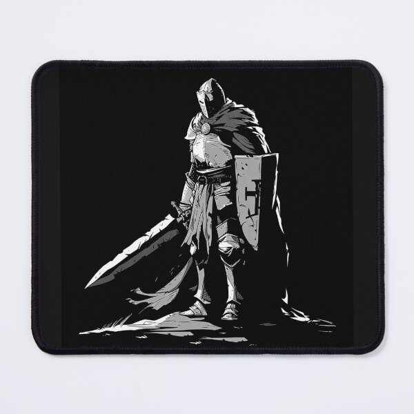 Item preview, Medieval Knight with Sword and Shield Black and White Gothic Warrior Art designed and sold by inkoutninja.