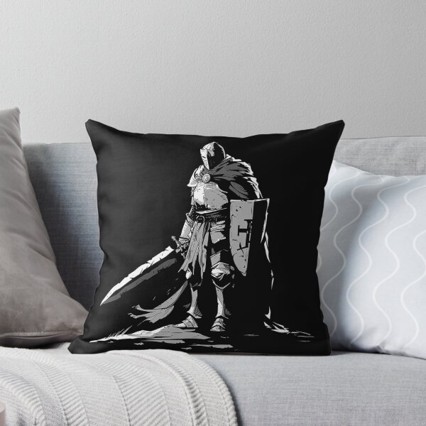 Item preview, Medieval Knight with Sword and Shield Black and White Gothic Warrior Art designed and sold by inkoutninja.