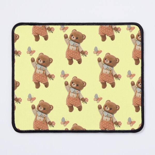 Item preview, Cute bear with butterfly and flowery overalls designed and sold by Mauswohn.