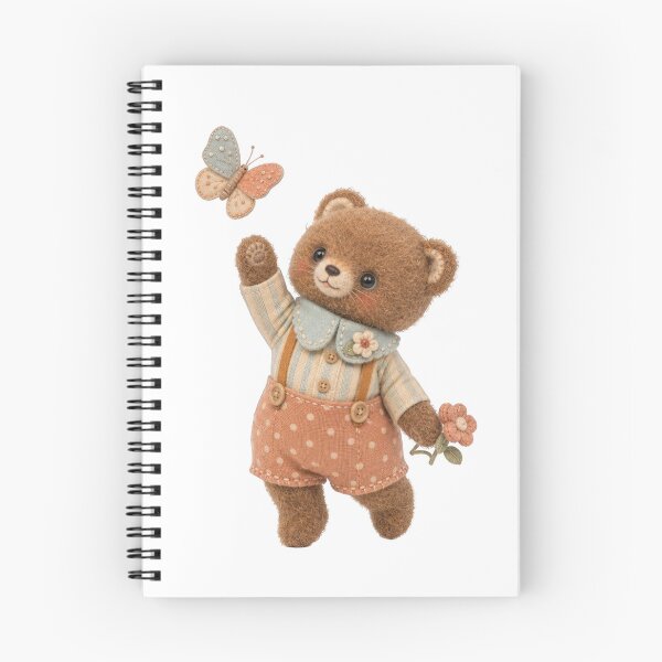 Item preview, Cute bear with butterfly and flowery overalls designed and sold by Mauswohn.