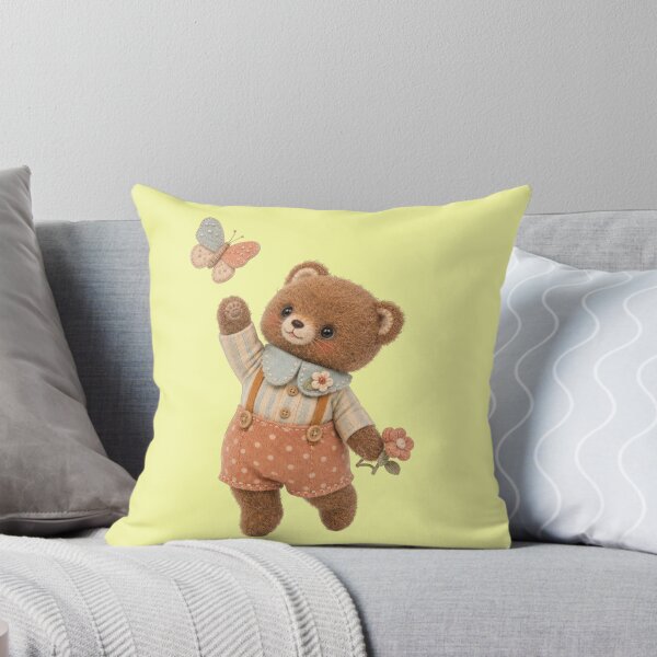 Item preview, Cute bear with butterfly and flowery overalls designed and sold by Mauswohn.