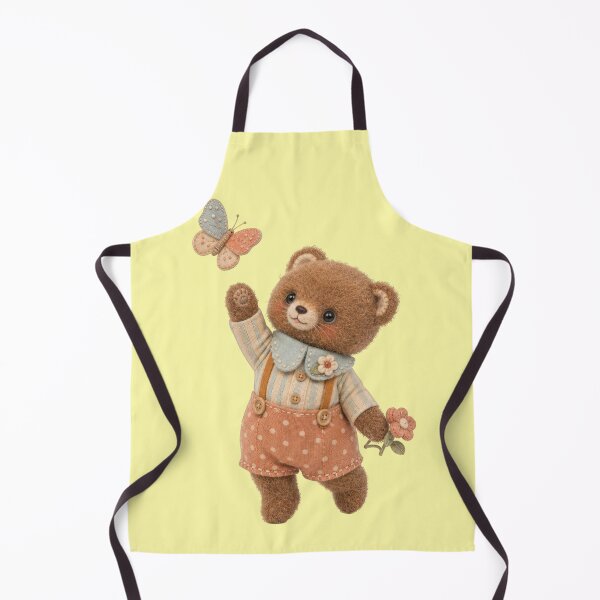 Item preview, Cute bear with butterfly and flowery overalls designed and sold by Mauswohn.