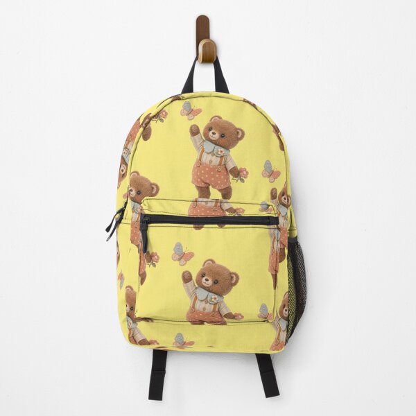 Item preview, Cute bear with butterfly and flowery overalls designed and sold by Mauswohn.
