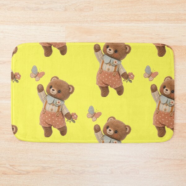 Item preview, Cute bear with butterfly and flowery overalls designed and sold by Mauswohn.