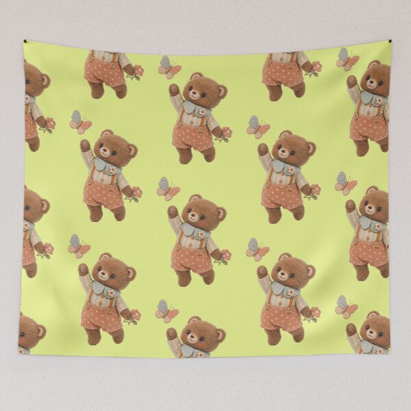 Item preview, Cute bear with butterfly and flowery overalls designed and sold by Mauswohn.