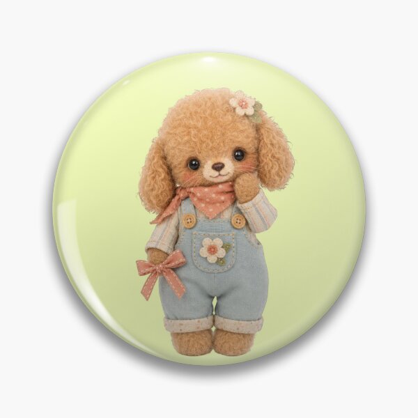 Item preview, Cute poodle with overalls, bow and flower appliqué designed and sold by Mauswohn.