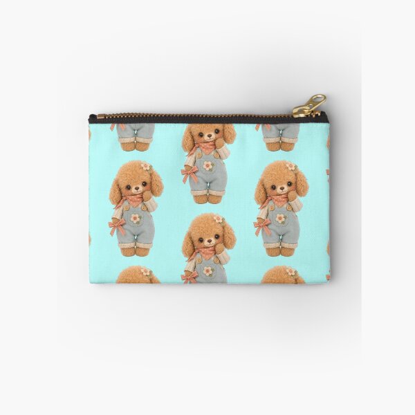 Item preview, Cute poodle with overalls, bow and flower appliqué designed and sold by Mauswohn.