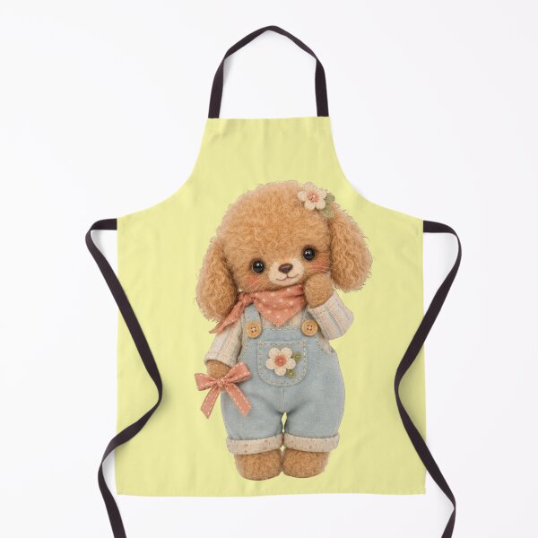 Item preview, Cute poodle with overalls, bow and flower appliqué designed and sold by Mauswohn.