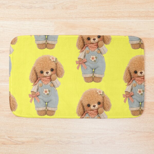 Item preview, Cute poodle with overalls, bow and flower appliqué designed and sold by Mauswohn.