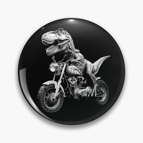 Item preview, T Rex Riding Motorcycle Black and White Funny Dinosaur Biker Art Design designed and sold by inkoutninja.
