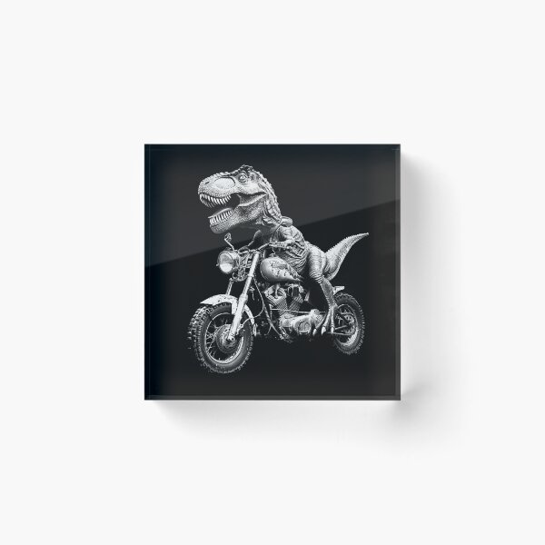 Item preview, T Rex Riding Motorcycle Black and White Funny Dinosaur Biker Art Design designed and sold by inkoutninja.